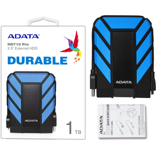 Внешний жесткий диск/ Portable HDD 1TB ADATA HD710 Pro (Blue), IP68, USB 3.2 Gen1, 133x99x22mm, 270g /3 года/