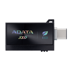 Твердотельный накопитель/ ADATA External SSD SC730, 512GB, Type-C, Type-A, USB 3.2 Gen2, R/W 600/600 MB/s, 36.8x23.8x9.7mm, Black (5 лет)
