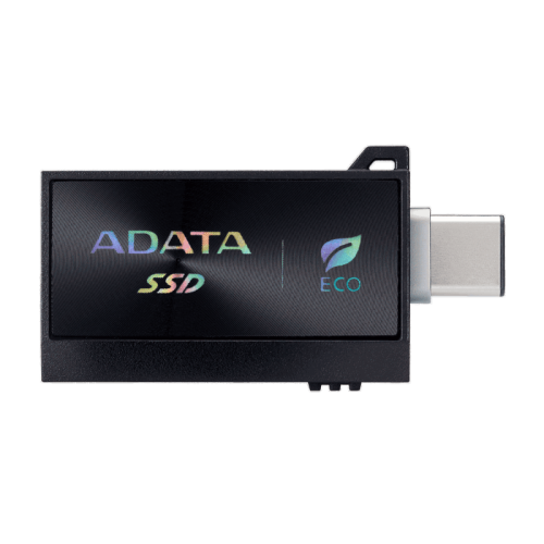 Твердотельный накопитель/ ADATA External SSD SC730, 512GB, Type-C, Type-A, USB 3.2 Gen2, R/W 600/600 MB/s, 36.8x23.8x9.7mm, Black (5 лет)