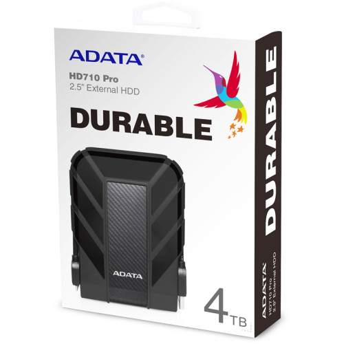 Внешний жесткий диск/ Portable HDD 4TB ADATA HD710 Pro (Black), IP68, USB 3.2 Gen1, 133x99x27mm, 390g /3 года/