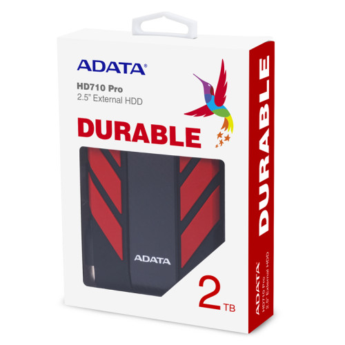 Внешний жесткий диск/ Portable HDD 2TB ADATA HD710 Pro (Red), IP68, USB 3.2 Gen1, 133x99x27mm, 390g /3 года/