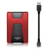 Жесткий диск внешний/ Portable HDD 1TB ADATA HD650 (Red), Silicone, USB 3.2 Gen1, 121x81x21mm, 201g /3 года/