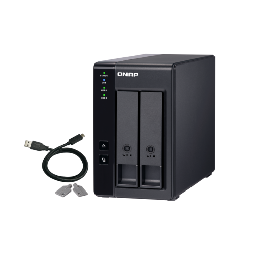Полка расширения сетевого хранилища без дисков/ channel QNAP DAS TR-002 2-Bay 2.5/3.5 SATA  Type-C USB 3.1 Gen 1 (5 Gb/s ) Direct Attached Storage with Hardware RAID