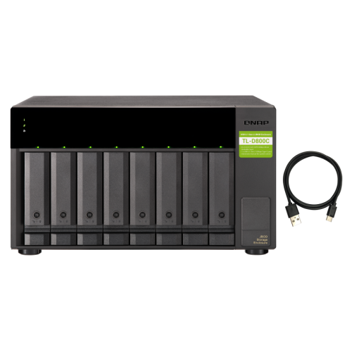 Полка расширения сетевого хранилища без дисков/ SMB QNAP TL-D800C USB 3.2 Gen 2 Type-C JBOD storage enclosure, 8-tray 3,5