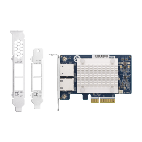 Сетевая карта/ QNAP QXG-5G2T-111C PCIe Gen3 x2, Dual-port 4-speed 5 GbE network expansion card (5Gbps/ 2.5Gbps/ 1Gbps/ 100Mbps)  Low-profile bracket pre-installed; full-height and specialized brackets are bundled