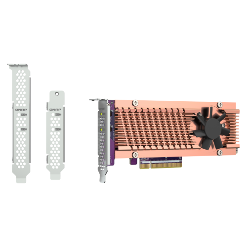 Плата расширения/ QNAP QM2-2P-384A 2 x M.2 22110 or 2280 PCIe (Gen3 x8) NVMe SSD slots. Low-profile flat and Full-height brackets included.