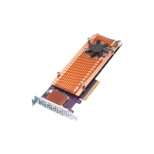 Плата расширения/ QNAP QM2-4P-384 Quad M.2 PCIe NVMe SSD expansion card; supports up to four M.2 2280 formfactor M.2 PCIe (Gen3 x4) SSDs; PCIe Gen3 x8 host interface; Low-profile bracket pre-loaded, Low-profile flat and Full-height are bundled