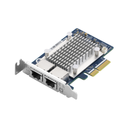 Сетевая карта/ QNAP QXG-5G2T-111C PCIe Gen3 x2, Dual-port 4-speed 5 GbE network expansion card (5Gbps/ 2.5Gbps/ 1Gbps/ 100Mbps)  Low-profile bracket pre-installed; full-height and specialized brackets are bundled