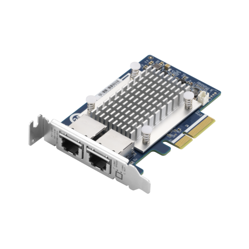 Сетевая карта/ QNAP QXG-5G2T-111C PCIe Gen3 x2, Dual-port 4-speed 5 GbE network expansion card (5Gbps/ 2.5Gbps/ 1Gbps/ 100Mbps)  Low-profile bracket pre-installed; full-height and specialized brackets are bundled