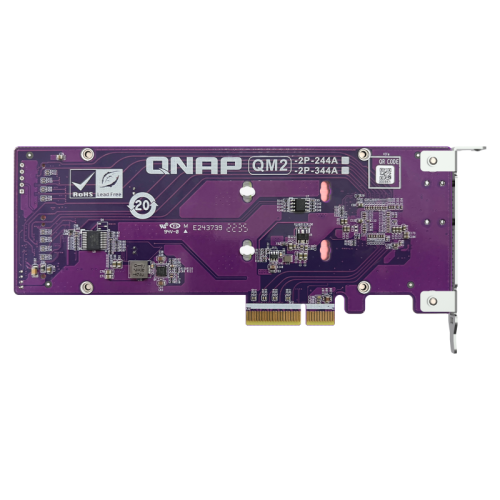 Плата расширения/ QNAP QM2-2P-344A 2 x M.2 22110 or 2280 PCIe (Gen3 x4) NVMe SSD slots, Low-profile flat and Full-height brackets included.