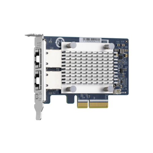 Сетевая карта/ QNAP QXG-5G2T-111C PCIe Gen3 x2, Dual-port 4-speed 5 GbE network expansion card (5Gbps/ 2.5Gbps/ 1Gbps/ 100Mbps)  Low-profile bracket pre-installed; full-height and specialized brackets are bundled