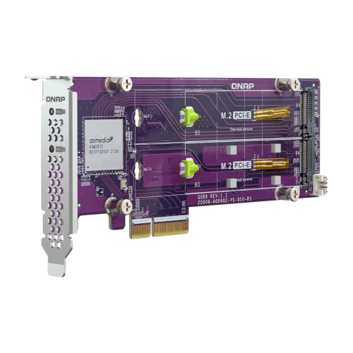 Плата расширения/ QNAP QM2-2P-344A 2 x M.2 22110 or 2280 PCIe (Gen3 x4) NVMe SSD slots, Low-profile flat and Full-height brackets included.