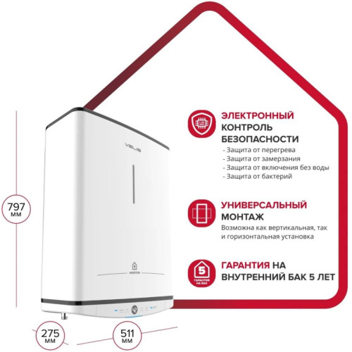Водонагреватель Ariston Velis Tech ABSE Dry 50 1.5кВт 50л электрический настенный/белый