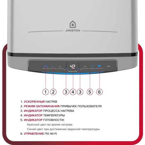 Водонагреватель Ariston Velis Lux Inox PW ABSE WIFI 100 2.5кВт 100л электрический настенный/серый