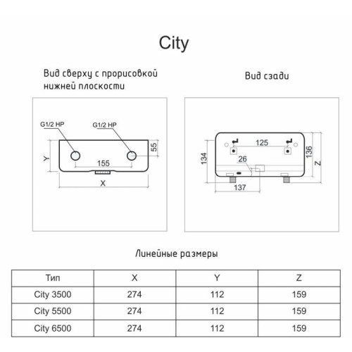 Водонагреватель Thermex City 6500 6.5кВт электрический настенный/белый