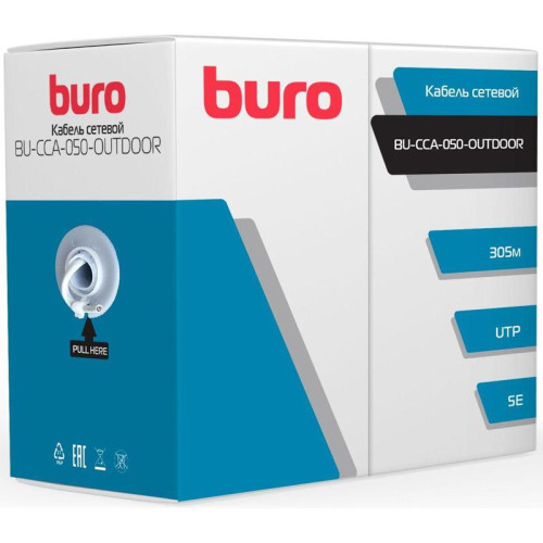 Кабель сетевой Buro BU-CCA-050-OUTDOOR UTP 4 пары cat.5E solid 0.50мм CCA 305м черный outdoor