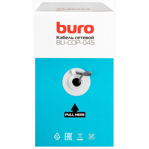 Кабель сетевой Buro BU-COP-045 UTP 4 пары cat.5E solid 0.45мм Cu 305м серый