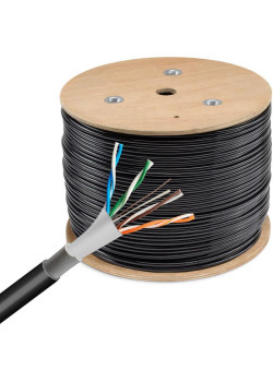Кабель сетевой Buro BU-CCA-050-FTP-OUTDOOR FTP 4 пары solid 0.5мм CCA 305м черный outdoor (упак.:1шт)