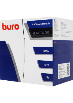 Кабель сетевой Buro BU-CCA-051 UTP 4 пары cat.5E solid 0.51мм CCA 305м серый
