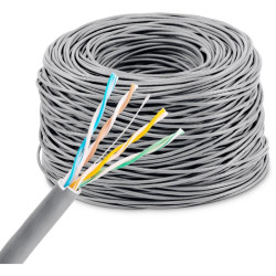 Кабель сетевой KingPrice KP-utp-c5e-0.4mm-cca-305m 1Гбит/с UTP 4 пары cat.5E solid 0.40мм CCA 305м серый