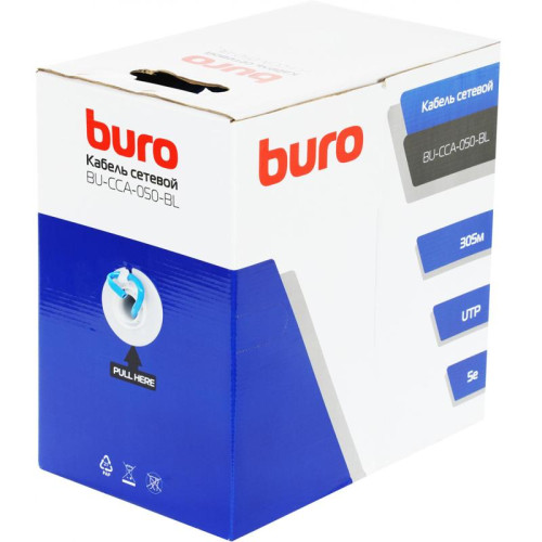 Кабель сетевой Buro BU-CCA-050-BL UTP 4 пары cat.5E solid 0.50мм CCA 305м синий