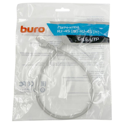 Патч-корд Buro UTP-6-0,5M-G UTP 4 пары cat.6 CCA molded 0.5м серый RJ-45 (m)-RJ-45 (m)