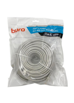 Патч-корд Buro UTP-6-30M-G UTP 4 пары cat.6 CCA molded 30м серый RJ-45 (m)-RJ-45 (m)