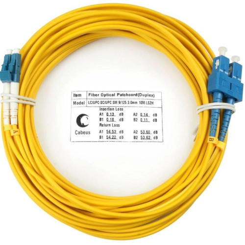 Патч-корд Cabeus FOP(D)-9-LC-SC-20M 2x9/125 OS2 LC дуплекс-SC дуплекс 20м LSZH желтый