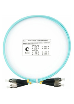 Патч-корд Cabeus FOP-50-FC-FC-1M 2x50/125 OM3 FC дуплекс-FC дуплекс 1м LSZH бирюзовый