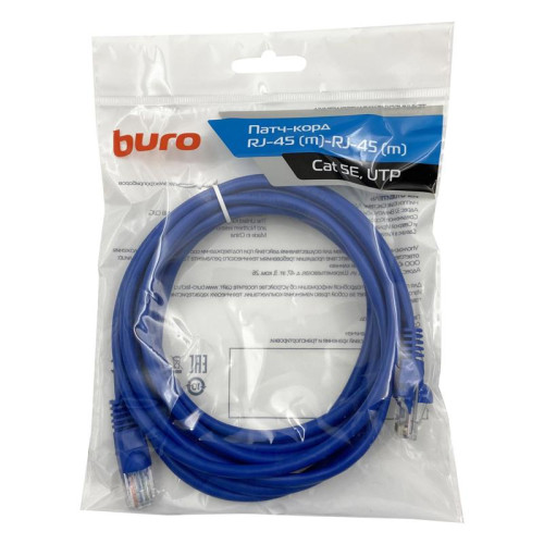 Патч-корд Buro UTP-5E-3M-BL UTP 4 пары cat.5E CCA molded 3м синий RJ-45 (m)-RJ-45 (m)