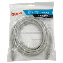 Патч-корд Buro UTP-6-5M-G UTP 4 пары cat.6 CCA molded 5м серый RJ-45 (m)-RJ-45 (m)