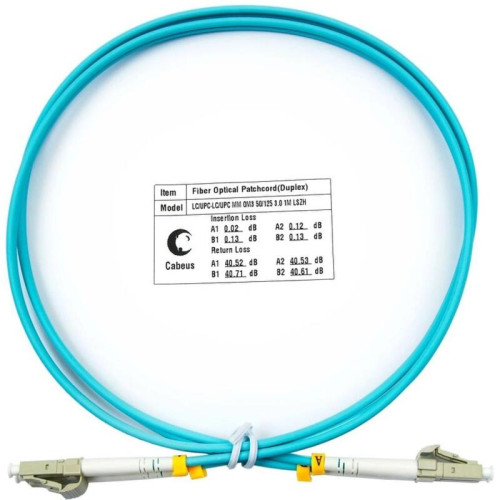 Патч-корд Cabeus FOP-50-LC-LC-1M 2x50/125 OM3 LC дуплекс-LC дуплекс 1м LSZH бирюзовый