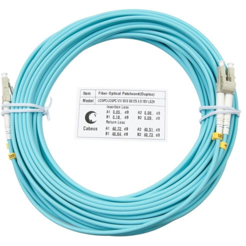 Патч-корд Cabeus FOP-50-LC-LC-10M 2x50/125 OM3 LC дуплекс-LC дуплекс 10м LSZH бирюзовый