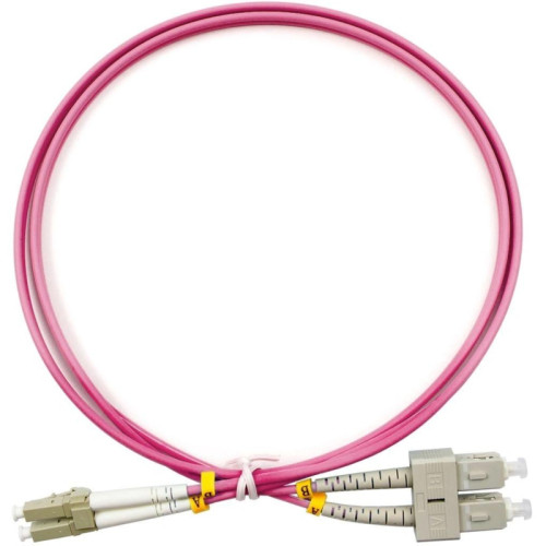 Патч-корд Cabeus FOP-50-OM4-LC-SC-1M 2x50/125 OM4 LC дуплекс-SC дуплекс 1м LSZH фиолетовый