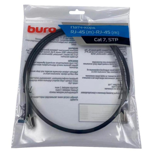 Патч-корд Buro BU-7-1M STP 4 пары cat.7 CCA molded 1м черный RJ-45 (m)-RJ-45 (m)