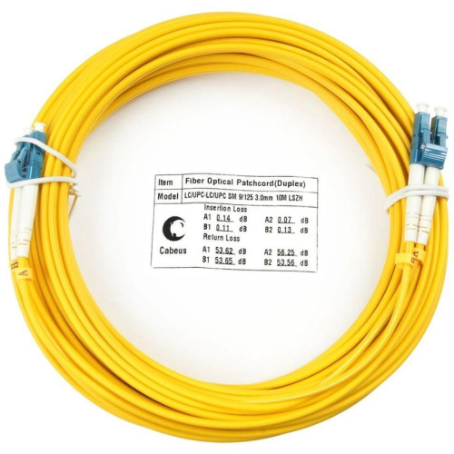 Патч-корд Cabeus FOP(D)-9-LC-LC-10M 2x9/125 OS2 LC дуплекс-LC дуплекс 10м LSZH желтый