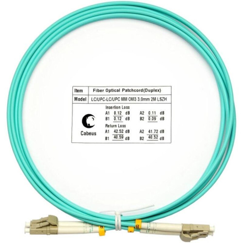 Патч-корд Cabeus FOP-50-LC-LC-2M 2x50/125 OM3 LC дуплекс-LC дуплекс 2м LSZH бирюзовый