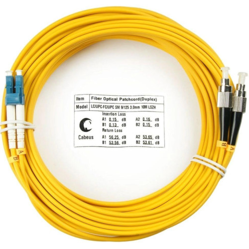 Патч-корд Cabeus FOP(D)-9-LC-FC-20M 2x9/125 OS2 LC дуплекс-FC дуплекс 20м LSZH желтый