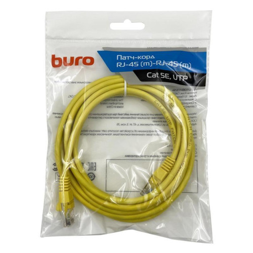 Патч-корд Buro UTP-5E-3M-Y UTP 4 пары cat.5E CCA molded 3м желтый RJ-45 (m)-RJ-45 (m) Патч-корд Buro UTP-5E-3M-Y UTP 4 пары cat.5E CCA molded 3м желтый RJ-45 (m)-RJ-45 (m)