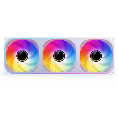 Кулер для корпуса/ Case Cooler JONSBO ZB-360WR Reverse (3x120x120mm, 4-pin PWM, ARGB, 65.26CFM, 36.6dBA, 2400RPM, White, Single-Frame RGB Fan Unit)