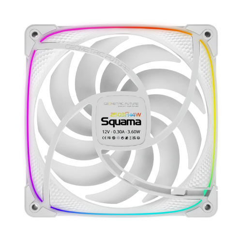 Вентилятор корпусный/ Case Cooler Geometric Future Squama 2503RW-14 Reverse (140x140x25mm, 4-pin PWM, ARGB, 71.8CFM, 34.0dBA, 2100RPM, White)