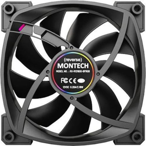 Вентилятор для корпуса Montech RX120 Reverse ARGB 120х120x25 черный 4-pin 27дБ (RX120 PWM BLACK) Ret [RX120 PWM BLACK]
