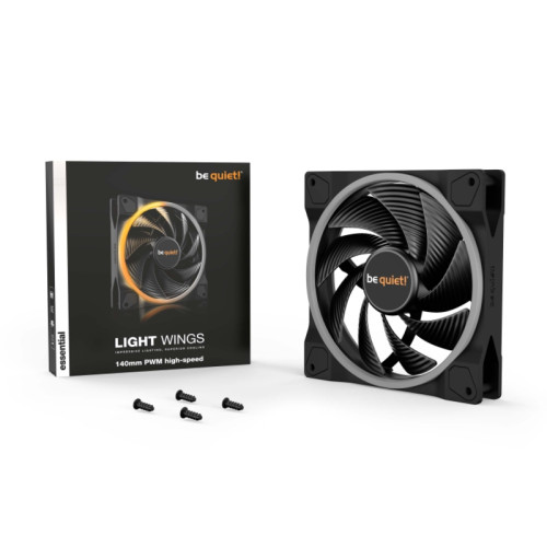 Кулер для корпуса/ Case Cooler be quiet! LIGHT WINGS 140mm PWM high-speed (140x140x25mm, 4-pin PWM, ARGB, 71.7CFM, 31dBA, 2200RPM, Black)