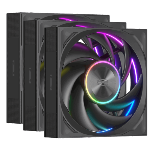 Кулер для корпуса/ Case Cooler PCCooler F7 X120 ARGB BK 3IN1 (120x120x28mm, 4-pin PWM, ARGB, 83CFM, 33.1dBA, 3000RPM, Black, 3pcs)