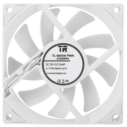 Вентилятор корпусный/ Case Cooler Thermalright TL-8015W (80x80x15mm, 4-pin PWM, 28.4CFM, 23.3dBA, 2200RPM, White)