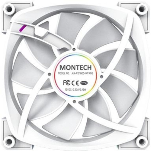 Вентилятор для корпуса Montech AX120 ARGB 120х120x25 белый 4-pin 27дБ (AX120 PWM WHITE) Ret [AX120 PWM WHITE]