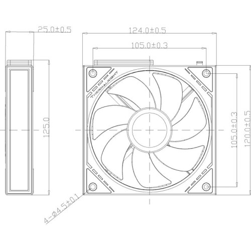 Кулер для корпуса/ Case Cooler Thermalright TL-M12QR Reverse (124x120x25mm, 4-pin PWM, ARGB, 47.6CFM, 23.2dBA, 1500RPM, Black)