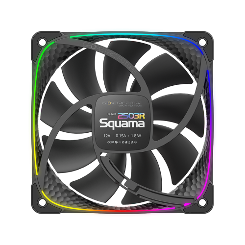 Вентилятор корпусный/ Case Cooler Geometric Future Squama 2503RB-12 Reverse (120x120x25mm, 4-pin PWM, ARGB, 57.67CFM, 29.87dBA, 1500RPM, Black)