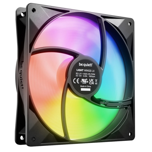 Кулер для корпуса/ Case Cooler be quiet! LIGHT WINGS LX 140mm PWM high-speed (140x140x25mm, 4-pin PWM, ARGB, 75.3CFM, 30.5dBA, 1800RPM, Black)