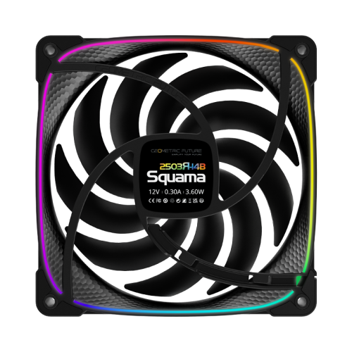 Вентилятор корпусный/ Case Cooler Geometric Future Squama 2503RB-14 Reverse (140x140x25mm, 4-pin PWM, ARGB, 71.8CFM, 34.0dBA, 2100RPM, Black)